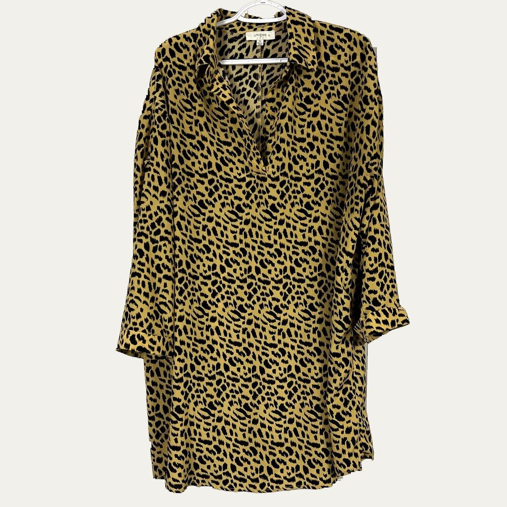 Leopard Print Tunic Shirt Dress Women’s XL Umgee Collared